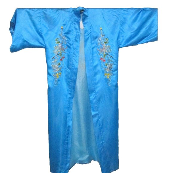 Silver Osmanthus Other - Vintage Silver Osmanthus Silk Embroidered Maxi Robe Light Blue M -Small Flaws-